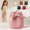 Fashion PU Leather Simple Bucket Bag Versatile Mini Shoulder Bag Solid Color Large Capacity Crossbody Bag Commuting Tote Bag
