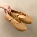 2025 Soft Bottom Mary Jane Shoes Crossover Elastic Bands Half Slippers Ballet Flats Soft Leather Elegant Women Shoe