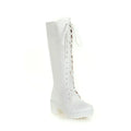 2025 New Arrival Women Knee High Boots No Zip Lace Up Plus Size 48 Leisure Bota Round Toe Block Heels Cosplay Boots