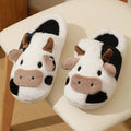 Women Slippers Cow for Winter Home Slippers for Couples Warm Plush Neutral Cartoon Cow Indoor Anti Slip Comfortable Cotton Slippers for Men and Women