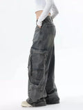 Cargo Jeans for Women Baggy High Street Chic All-match Daily Vintage High Waist Trousers Autumn Popular Multi-pockets Classic