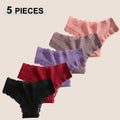 5Pcs/Set Women's Cotton Lace Patchwork Bikini Panties Seamless Low Waist Quality Breathable Brazilian Panty Female Sexy Lingerie