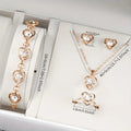 5Pcs Luxury Heart Shape Jewelry Sets Of Necklace Ring Earrings Bracelet For Women Bridal Wedding Accessories Anniversary Gifts
