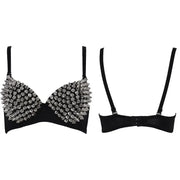 Women Steampunk Spike Studded Wireless Bra Gothic Sexy Lingerie Punk Crop Top Club Party Streetwear
