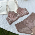 Sensual Lingerie Women French Lace Bra Set Summer Ultra Thin Beauty Back Breathable Push Up Side Support Anti Sag Underarm Fat