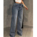 Plus Size Elegant Diamond Embellished Straight Leg Stretch Denim Jeans Versatile Minimalist Fashion for Women New 2026