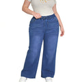 Plus Size Women Jeans High Waist Drawstring Loose Wide Leg 140KG 9XL 8XL Thin Denim Pants Full Length Female Straight Trousers