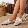 2026 Summer Women's Mary Jane Flat Shoes, New Round Toe Fishnet Hollow-Out Ballet Flats Comfortable Outdoor Walking Casual Shoes