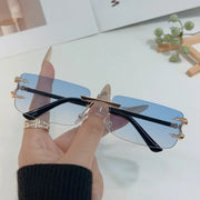 Fashion Rimless Sunglasses Men Women Populare Frameless Sun Glasses Male Female Classic Small Square Summer Traveling Shades