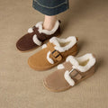MORAZORA Size 35-43 Cow Suede Leather Women Flats Wool Warm Snow Boots Buckle Casual Winter Ankle Boots Short Flat Shoes