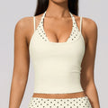 Sport Bra Polka Dot Fitness Polka Dot Yoga Tank Top Shockproof Striped Fitness Bra Gym Workout Vest Breathable Sport Top Halter Beautiful Back Sport Vest