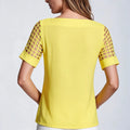 Loose Fit Women Royal Blue Blouse Hide Belly Short Sleeve Square Neck Chiffon Shirt Summer Casual Slimming Office Top
