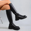 Fashion Boots for Women 2026 Winter Round Toe Black Thick Heels Sexy Knee High Boots Woman Plus Size 43 Punk Long Boots