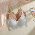 S-XL Women French Lace V Neck Wireless Bra Adjustable Thin Strap Seamless Thin Cup Solid Intimates Layering Base Lingerie