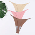 GICZI 3Pcs/Set Hot Women's Thongs Panties Plain Seamless Ice Silk Lingerie G-String for Woman M-2XL Large Size Female Underwear
