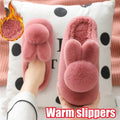 Cozy Bunny House Slippers Plush Flat Sole Rabbit Design for Women Cute Winter Indoor Shoes with Furry Comfort Set