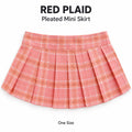 Women's Plaid Pleated Mini Skirt with Elastic Waistband One Size 22 cm Short A-Line Polyester Skirt for Cosplay Parties