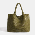 Women's Handmade Woven Tote Bag, Large Capacity Commuter Shoulder Handbag,Versatile Minimalist Elegant Underarm Bag for Everyday