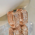 Shiny Geometric Square Earrings Elegant Korean-Style Zirconia Stud Earrings Luxury Full-Paved Women Jewelry Gift for Women
