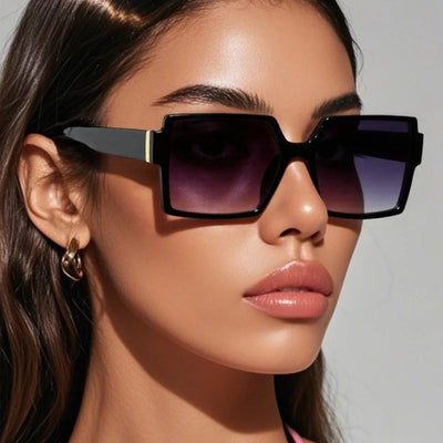 1/2pcs Vintage Large Frame Square Sunglasses Women Retro Brand Big Frame Female Sun Glasses Black Fashion Gradient Eyeglasses