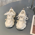 Women's Chunky Sneakers 2025 Spring Breathable Mesh Platform Sports Shoes Woman Fashion Lace Up Thick Sole Casual Shoes Mujer