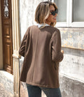 Women Blazer    Lace Trim Jacket  Long Sleeve Coat   Office Outerwear  Casual Blazer  Womens Fashion