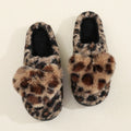 Leopard Color Indoor Fluffy Slippers For Women Winter House Shoes Warm Plush Cute Love Style Big Size Girls Home Cotton Slipper