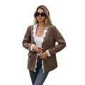 Women Blazer    Lace Trim Jacket  Long Sleeve Coat   Office Outerwear  Casual Blazer  Womens Fashion