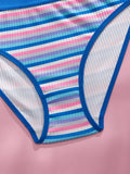 PEACE IN LOVE Women Color Block Brazilian Lingerie Set Wireless Unlined Bra Comfort Panties Underwear