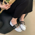 RYAMAG Women's Ballet Flats Square Toe Mary Jane Shoes Buckle Strap Gothic Ballerina Mules Ribbon Bowknot Loafers Casual Flats
