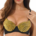 Women Steampunk Spike Studded Wireless Bra Gothic Sexy Lingerie Punk Crop Top Club Party Streetwear