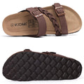 Crestar Women's Cork Footbed Sandals Summer Comfortable Slip-On Slide Sandals with Arch Support djustable Buckle Beach Slippers