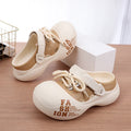 Women's Outdoor Chunky Platform Sandals Non-Slip Clogs Slides Flat Breathable Striped Shoelaces Closed Toe Thick Sole Slippers