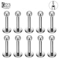 Jewelry Set Titanium Piercing 10pcs 20/18/16g G23 Titanium Piercing CZ Lip Labre Earrings Set Lip Stud Ring Tragus Free Spiral Cartilage Jewelry For Women