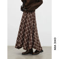 CHIC VEN New Women Skirts Loose Casual Retro High Waisted Office Ladies A-line Plaid Sanded Mid Length Skirt Spring Autumn 2026