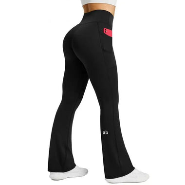 2026 New Style High-Waist Yoga Pants with Pockets, Elasticated Flared Pants for Fitness, Tight-Fitting and Hip-Boosting