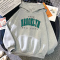 Fashion Women Hoodies 1898 Brooklyn New York Printed Hoodie Pullover Long Sleeve Clothing Street Loose Women's Sweatshirts Tops