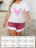 Women Plus Size Milk Silk Short Sleeve Pajama Set Top & Shorts Sleepwear