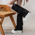 2026 Fashion 12cm Denim Cnvas Fall Winter Knee High Boots Versatile Platform Heightened Vintage Trouser Heel Boots Women Shoes