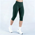Women Seamless Capri Yoga Pants High Stretch Tight Fit Mid‑Calf Leggings Solid Color Workout Gym Running Fitness Sports Cropped