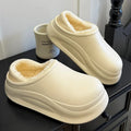 Warm Plush Waterproof EVA Indoor Slippers For Women Winter Soft Thick Bottom Non Slip Home Slippers Couple's Furry Slides