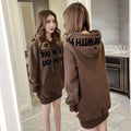 Women's Hoodie 2026 Winter New Mid-Length Fleece-Lined Thickened Oversize Letter Hooded Sweatshirt Casual Comfortable Streetwear