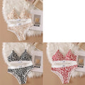 3/6pcsSeamless Bra Set, Low Rise Underwear, Leopard Print Bra, Sexy Lingerie Set, V-Neck Sports Bra, Women'S Cotton Lingerie Set