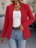 Women Solid Color Stand Collar Blazer Long Sleeve Open Front Slim Short Jacket For Business And Daily Outfit