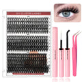New 400pcs Set Cluster Eyelash Extensions Mix Length with Tweezers DIY Eyelashes Makeup Tool Colorful Lash Book Personal Use