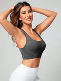 Women Seamless Racerback Sports Bra Breathable Shockproof Yoga Crop Top Gym Workout Push Up Fitness Vest