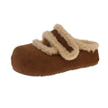 Comfortable Round Head Suede Warm Slippers Anti-slip Casual Plush Slippers Women Thick Bottom Soft Retro Winter Shoes Home