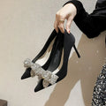 New Fashion Bowknot Pointed Toe High Heels Pumps Women's Stiletto White Pearl Bridal Wedding Shoes Banquet Party Dress Shoes