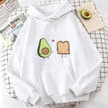 Kawaii Avocado Love Print Hoodie Autumn Winter Casual Hoodie Sweatshirt Women Pullover with Pocket 2000s Women High Quality Top