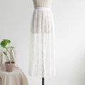 Fashion Transparent Sexy Lace Mesh Skirt Elegant Lace Long Tulle Skirt 2 Length Elastic High Waist Womens Skirt Ladies